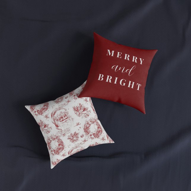 Saint Nicholas Decoupage French Country Red Toile  Throw Pillow (Creator Uploaded)