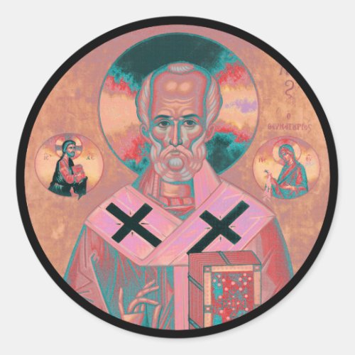 Saint Nicholas Icon Classic Round Sticker