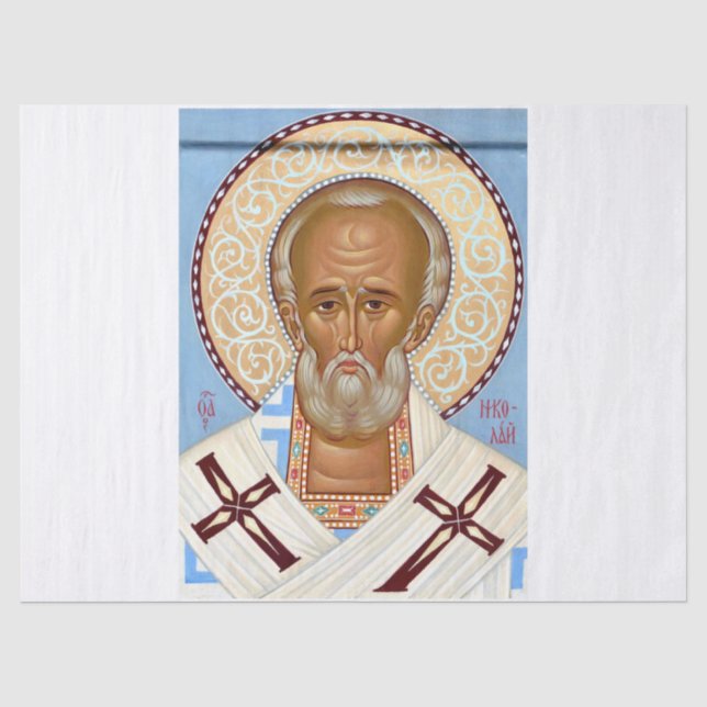 Saint Nicholas of Myra Premium Orthodox Art Tissue Paper (Front)
