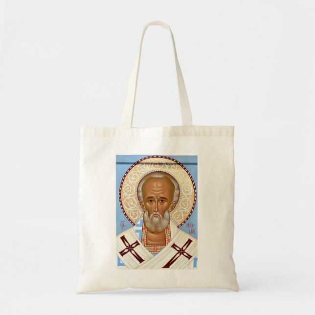 Saint Nicholas of Myra Premium Orthodox Art Tote Bag (Front)