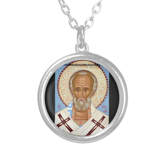 Saint Nicholas of Myra Silver Plated Necklace (Front)