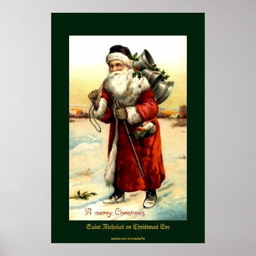 Saint Nicholas on Christmas Eve Vintage Print