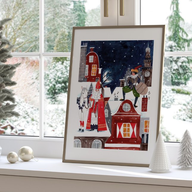 Saint Nicholas on the roofs of Amsterdam Poster (Saint Nicholas on the roofs of Amsterdam Poster)