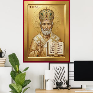Saint Nicholas orthodox  icon Poster