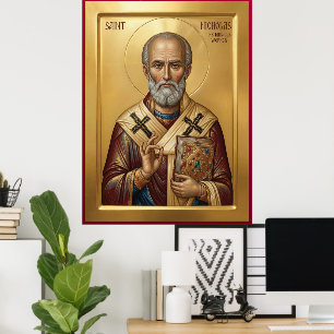 Saint Nicholas orthodox  icon Poster