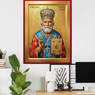 Saint Nicholas orthodox  icon Poster