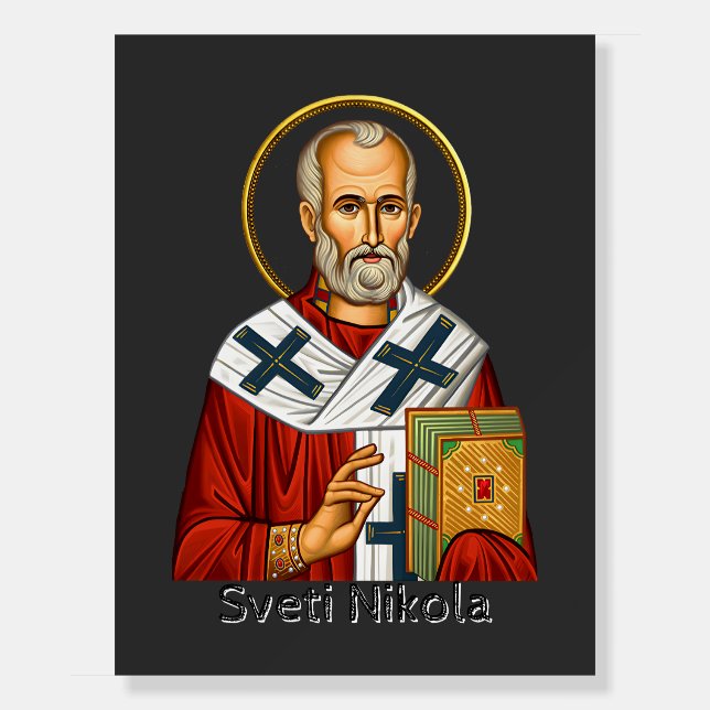 Saint Nicholas orthodox serbian letter icon  Foam Board (Front)