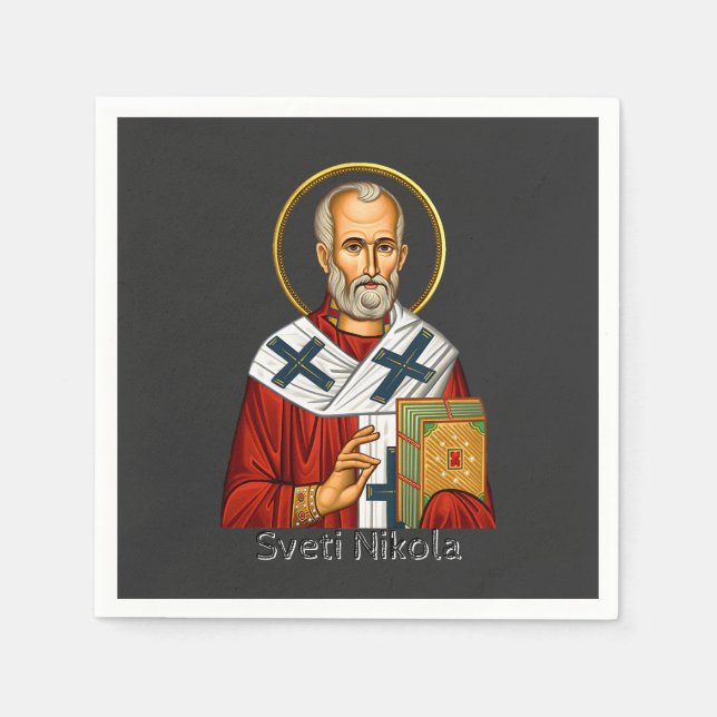 Saint Nicholas orthodox serbian letter icon  Napkins (Front)