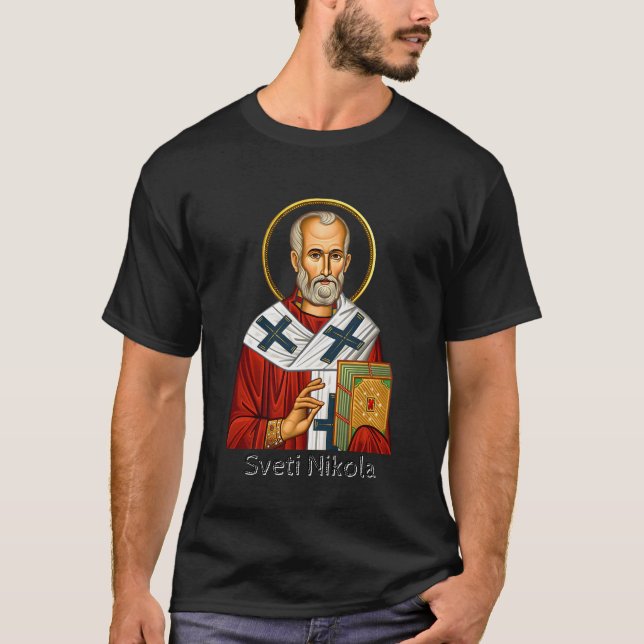 Saint Nicholas orthodox serbian letter icon  T-Shirt (Front)