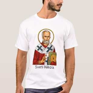 Saint Nicholas orthodox serbian letter icon  T-Shirt