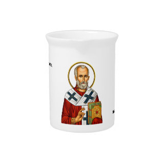 Saint Nicholas orthodox serbian saints icon Beverage Pitcher