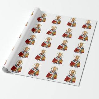 Saint Nicholas orthodox serbian saints icon Wrapping Paper
