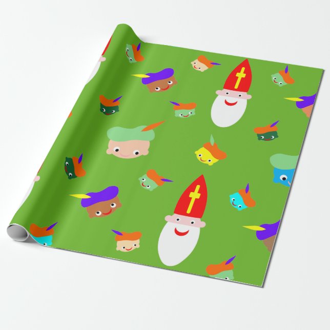 Saint Nicholas package paper with coloured pietjes (Unrolled)