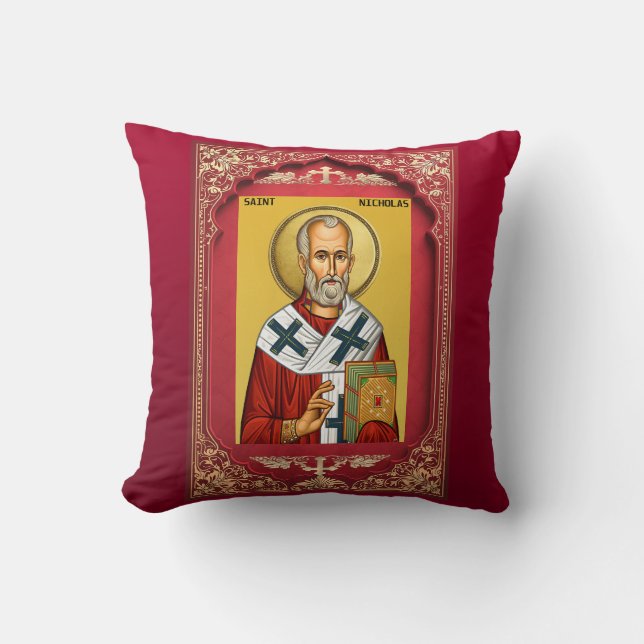 Saint Nicholas Throw Pillow (Front)