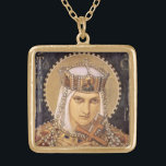 Saint Olga Ladies Necklace<br><div class="desc">Show your love of Saint Olga with this beautiful necklace. The necklace has the an image of Saint Olga in a square gold plated pendant and can be worn with anything, anyplace. The necklace is customizable: sizes, styles, shapes, images, and text as a way to make it truly your own....</div>