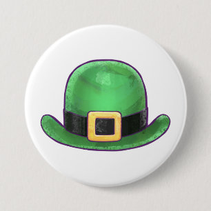 Saint Paddys Day Green Derby Hat Pinback Button