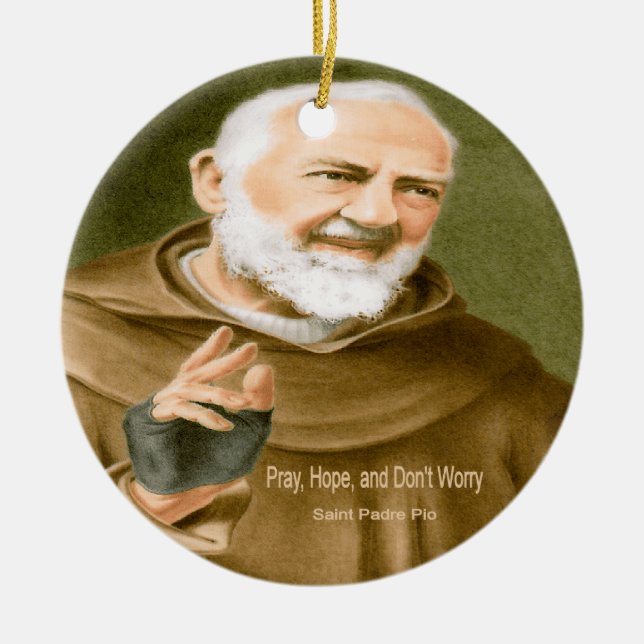 Saint Padre Pio Ceramic Ornament (Front)