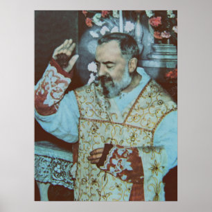 Saint Padre Pio Devotional Portrait Poster