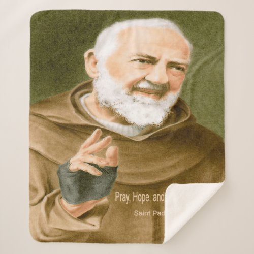 Saint Padre Pio Sherpa Blanket