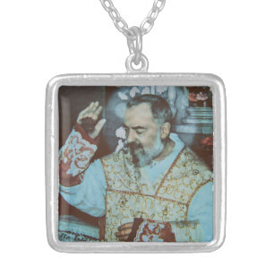 Saint Padre Pio Silver Plated Necklace