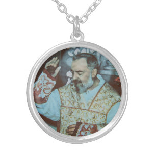 Saint Padre Pio Silver Plated Necklace
