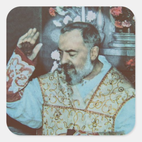 Saint Padre Pio Square Sticker