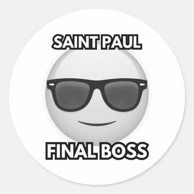 Saint Pal Final Boss Cool Emoji Classic Round Sticker (Front)