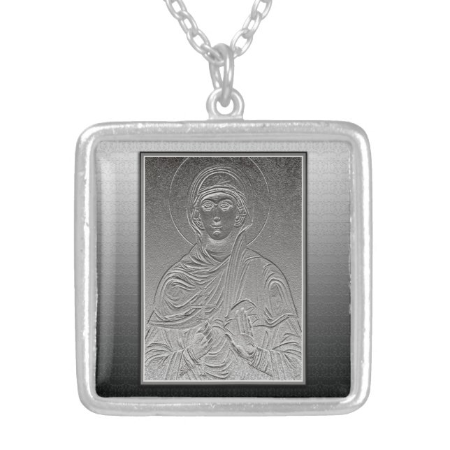 Saint Paraskeva [Sveta Petka] Silver Plated Necklace (Front)