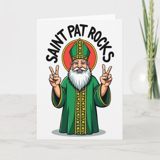 Saint Pat Rocks Awesome Card (Front)