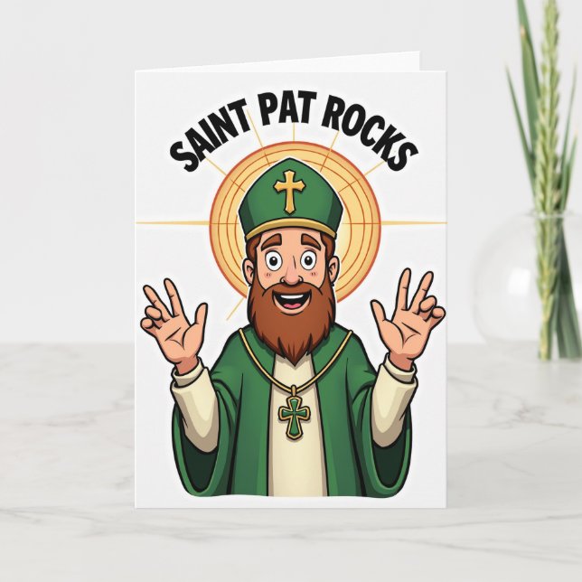 Saint Pat Rocks Celebration Card (Front)