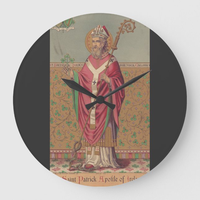 Saint Patrick Apostle of Ireland Large Clock (Front)