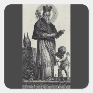 Saint Patrick Apostle of Ireland Monochrome Art Square Sticker