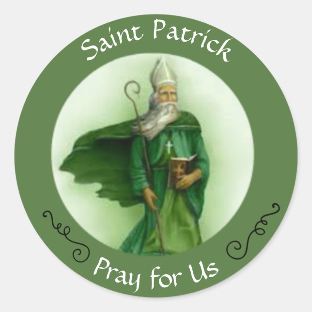 Saint Patrick Catholic Bishop Classic Round Sticker (Front)
