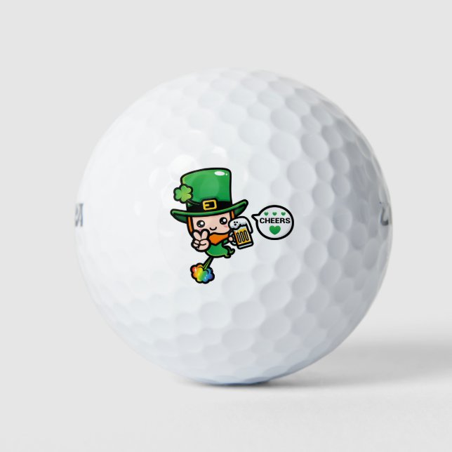 saint patrick-day cartoon character leprechaun golf balls (Front)