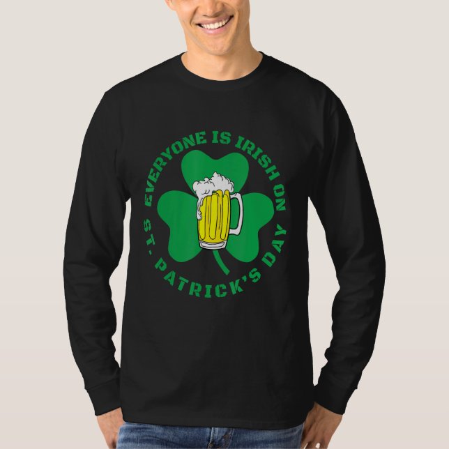 Saint Patrick Everyone Is Irish Shamrock Green Bee T-Shirt (Front)