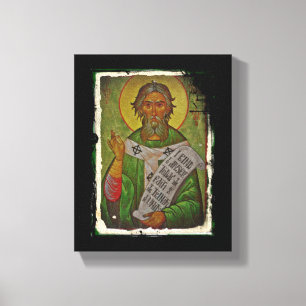Saint Patrick Icon on Green Canvas Print