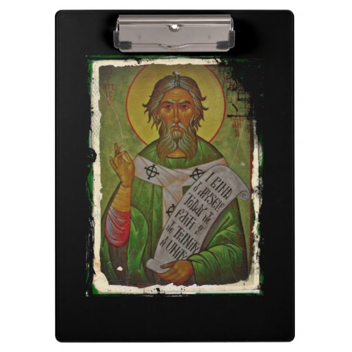 Saint Patrick Icon on Green Clipboard