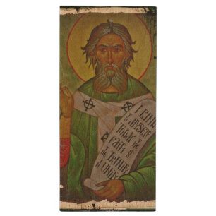 Saint Patrick Icon on Green Wood USB Flash Drive