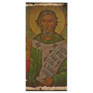 Saint Patrick Icon on Green Wood USB Flash Drive