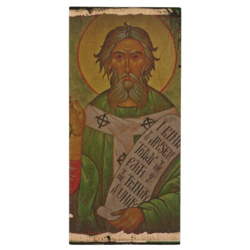 Saint Patrick Icon on Green Wood USB Flash Drive