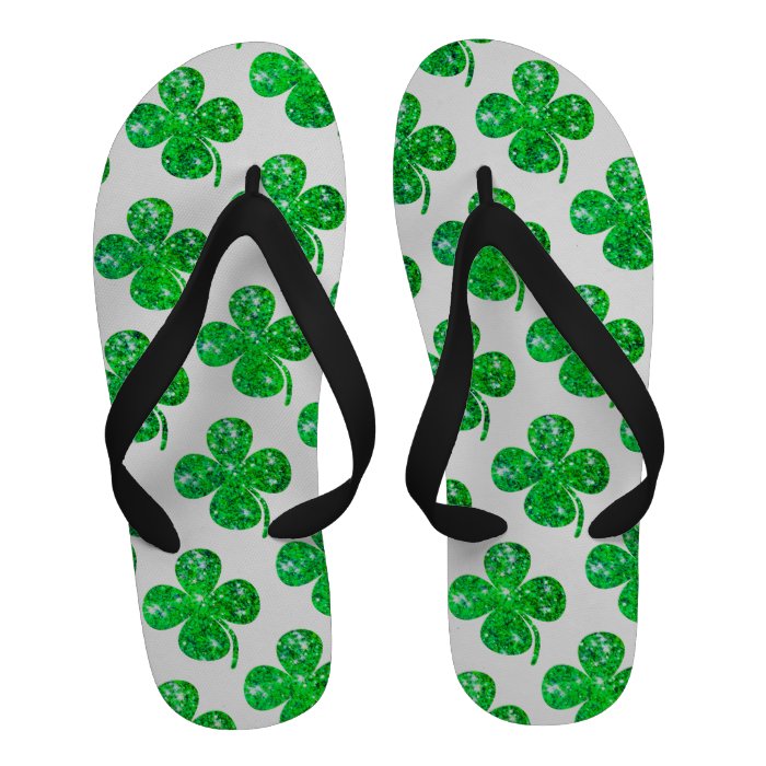 Saint Patrick Irish Glitter Clover Leaf Pattern Sandals