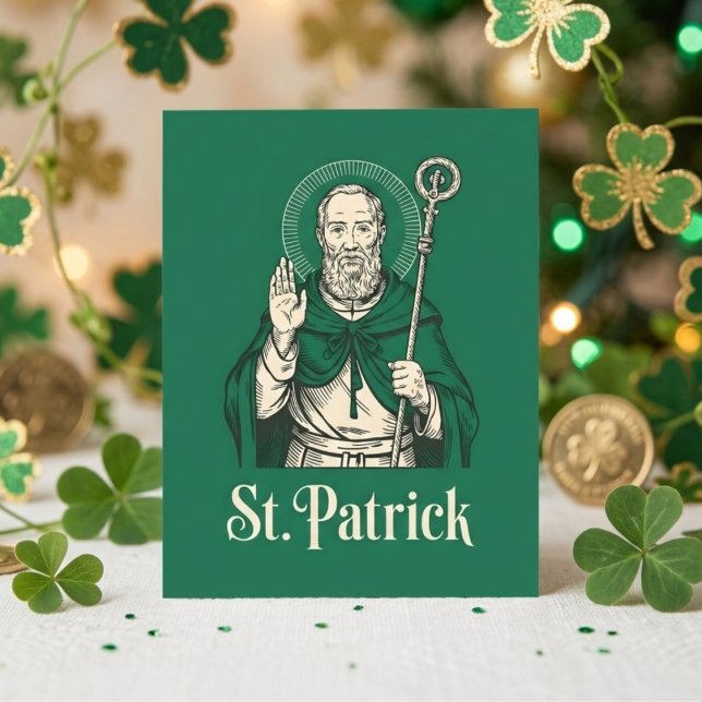 Saint Patrick Irish Heritage Vintage Art Holiday Card (Creator Uploaded)