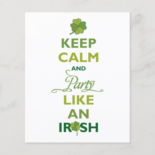 SAINT PATRICK Keep Calm And Party Like An Irish Flyer