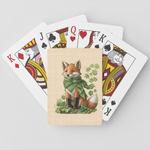 Saint_Patrick _ Lucky and cute fox Poker Cards