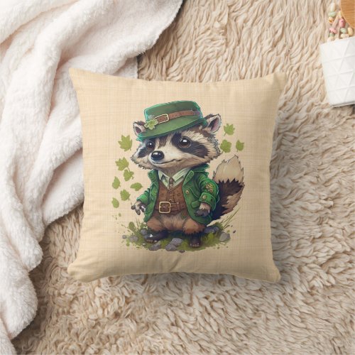 Saint Patrick _ Raton washers dressed in green Throw Pillow