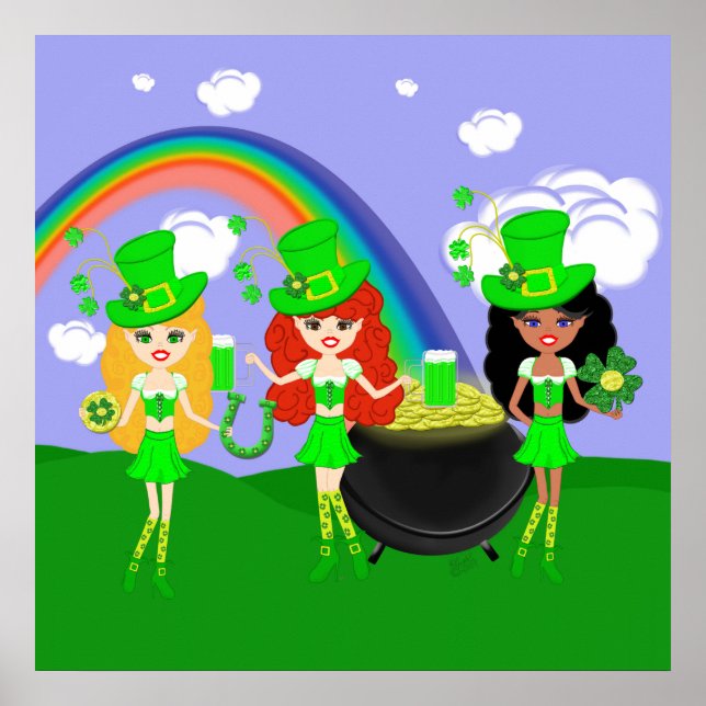 Saint Patrick’s Day Girl Leprechauns Poster (Front)