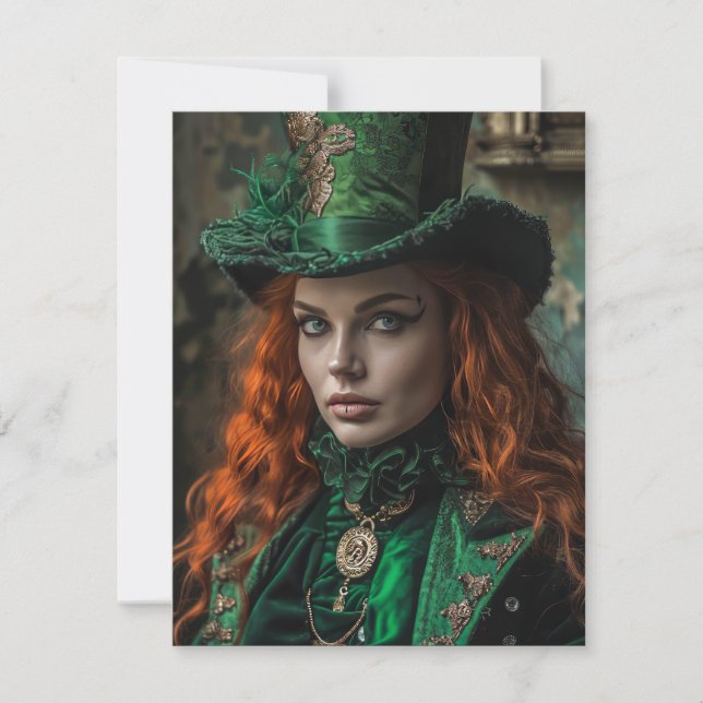 Saint Patrick’s Day Goth Woman Note Card (Front)