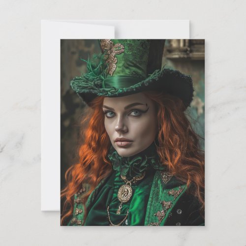 Saint Patrickâs Day Goth Woman Note Card