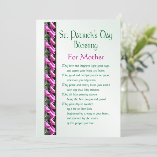 Saint Patricks Day Irish Blessing for Mother Holi Holiday Card