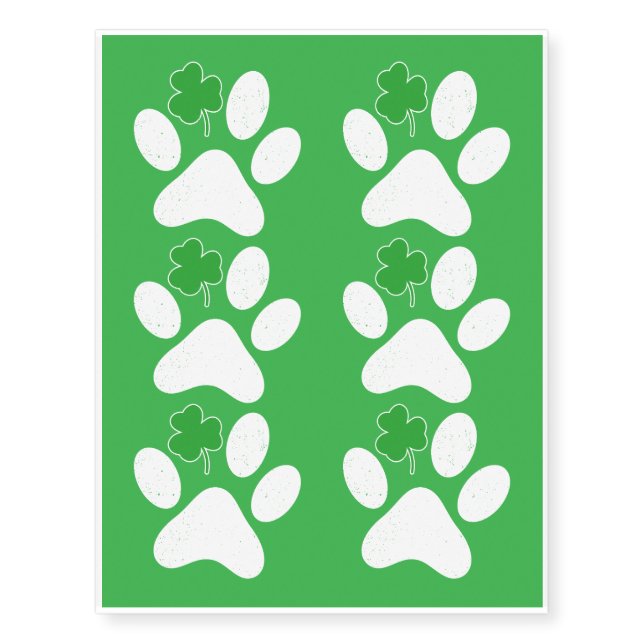 Saint Patrick Shamrock For Dog Lover Temporary Tattoos (Front)